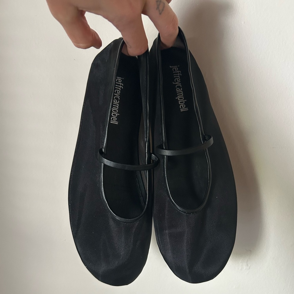 Jeffrey Campbell Swan Lake Moira Black Mesh Flats